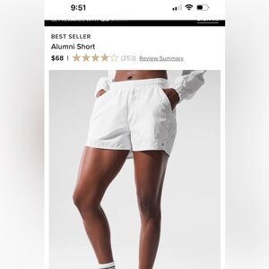 ALO Yoga White Athletic Shorts Lightweight Elastic Waist